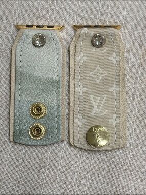 Authentic Louis Vuitton Beige Monogram & Light Green Apple Watch band.